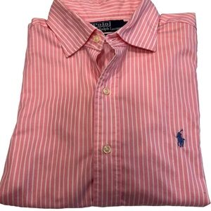 Ralph Lauren Stanton Classic Fit Men’s Shirt Button Down Pink & White Sz L